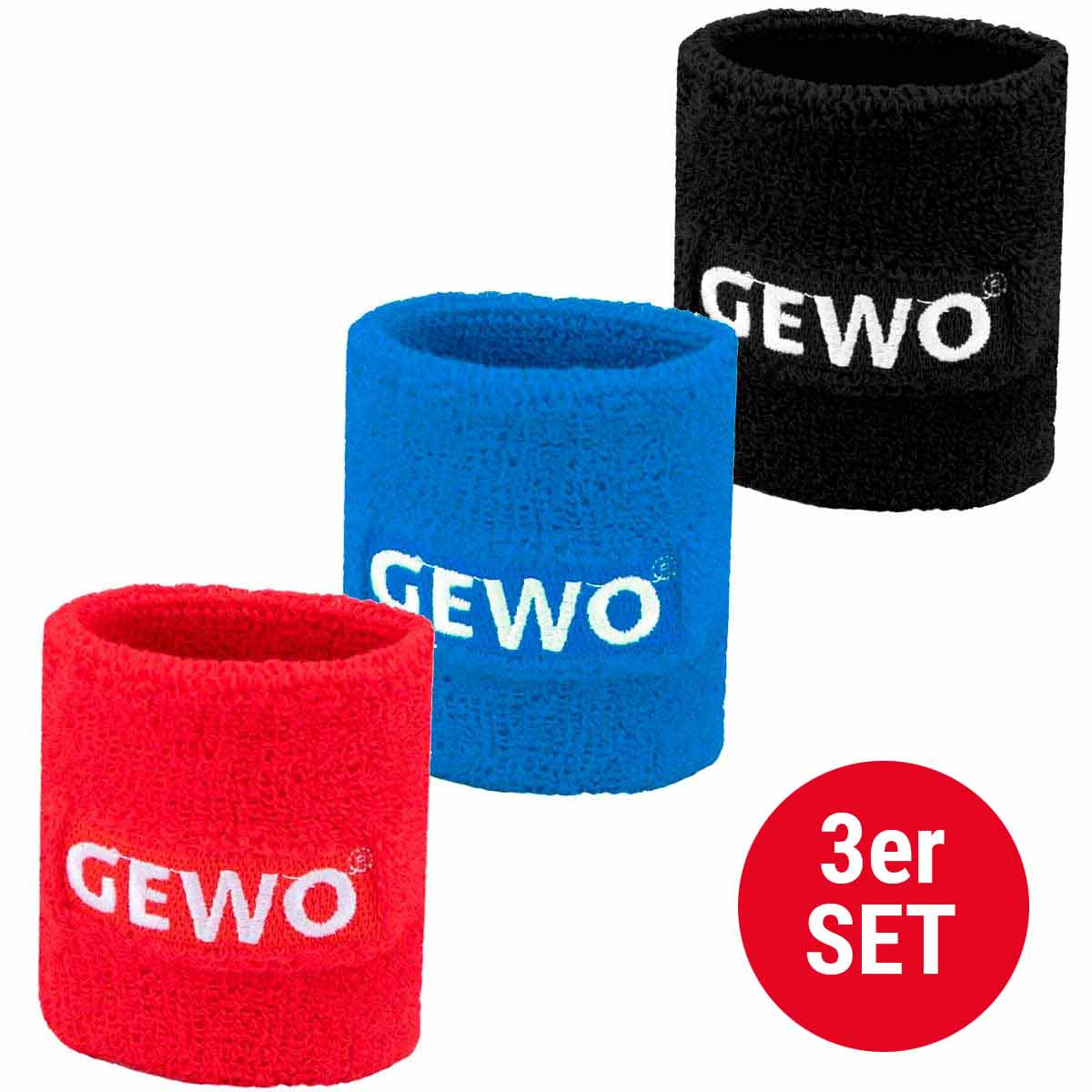 Gewo Set 3 x Fascia per Sudore rossa/blu/nera