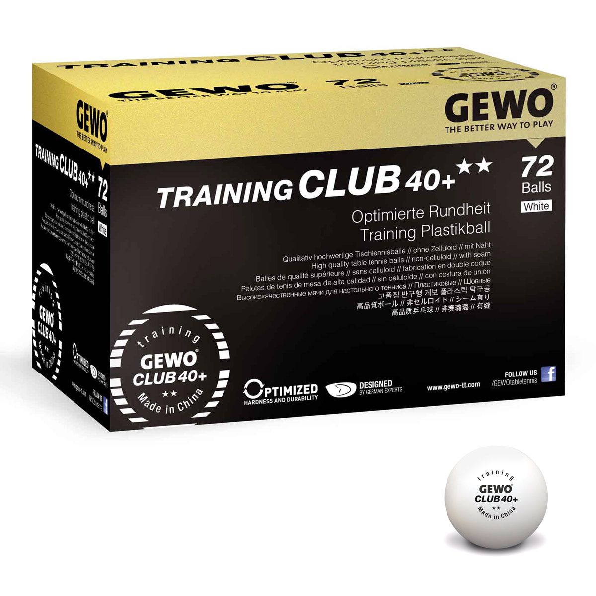 Palline Gewo Training Club 40+** 4x 72 pezzi scatola bianca