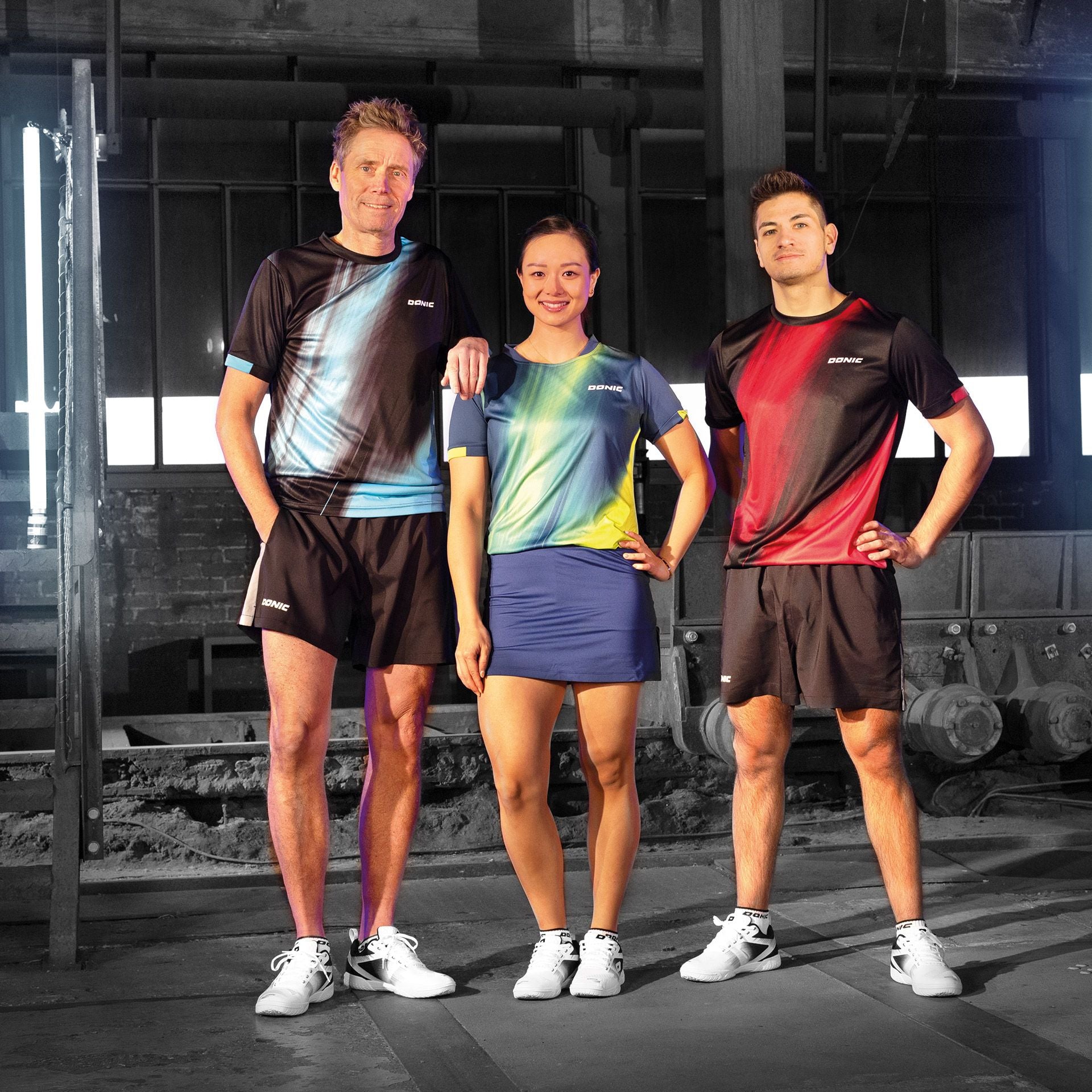 Donic t-shirt Cream nero/azzurro chiaro