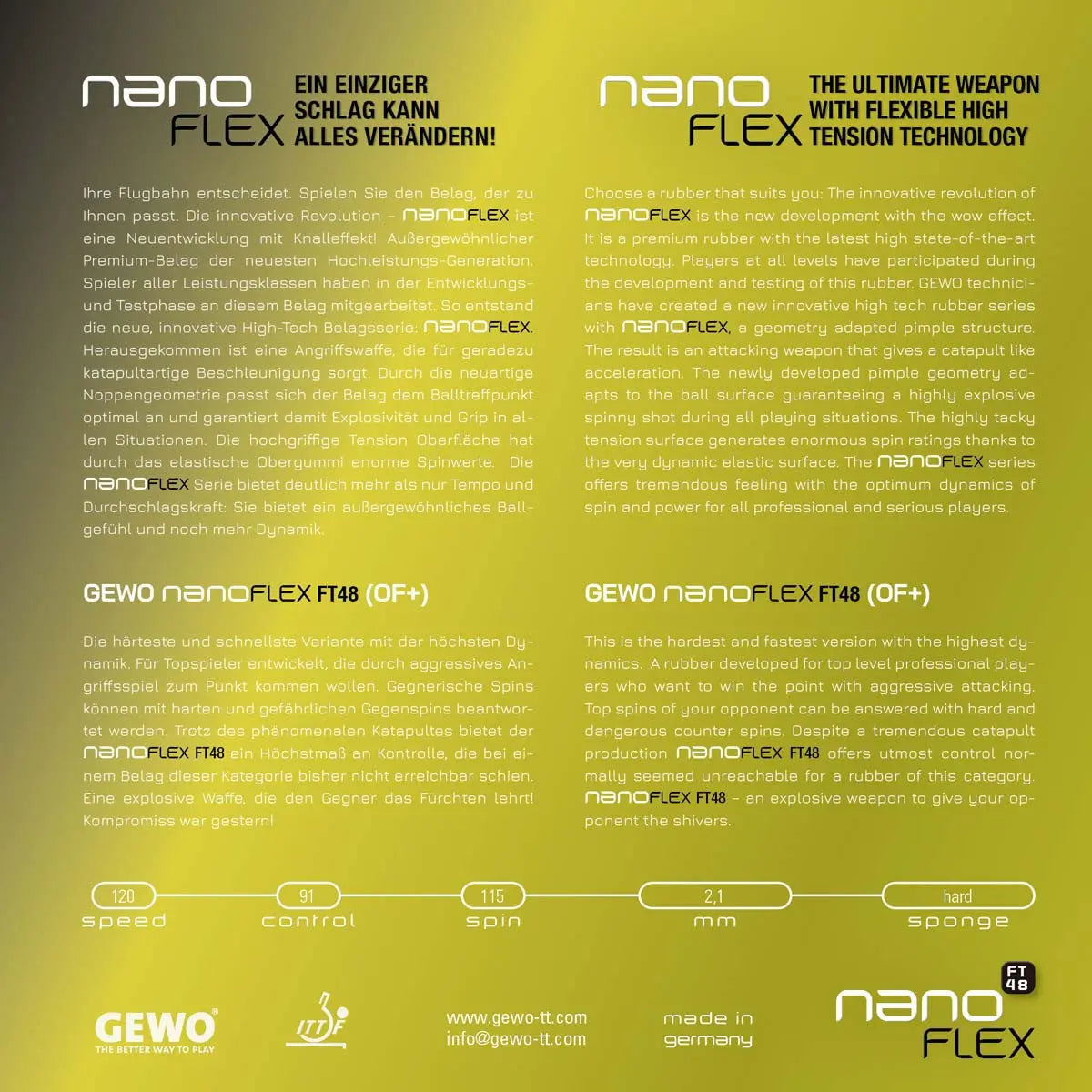 Gewo NanoFlex FT48 Gewo SE - tabletennisstore.eu