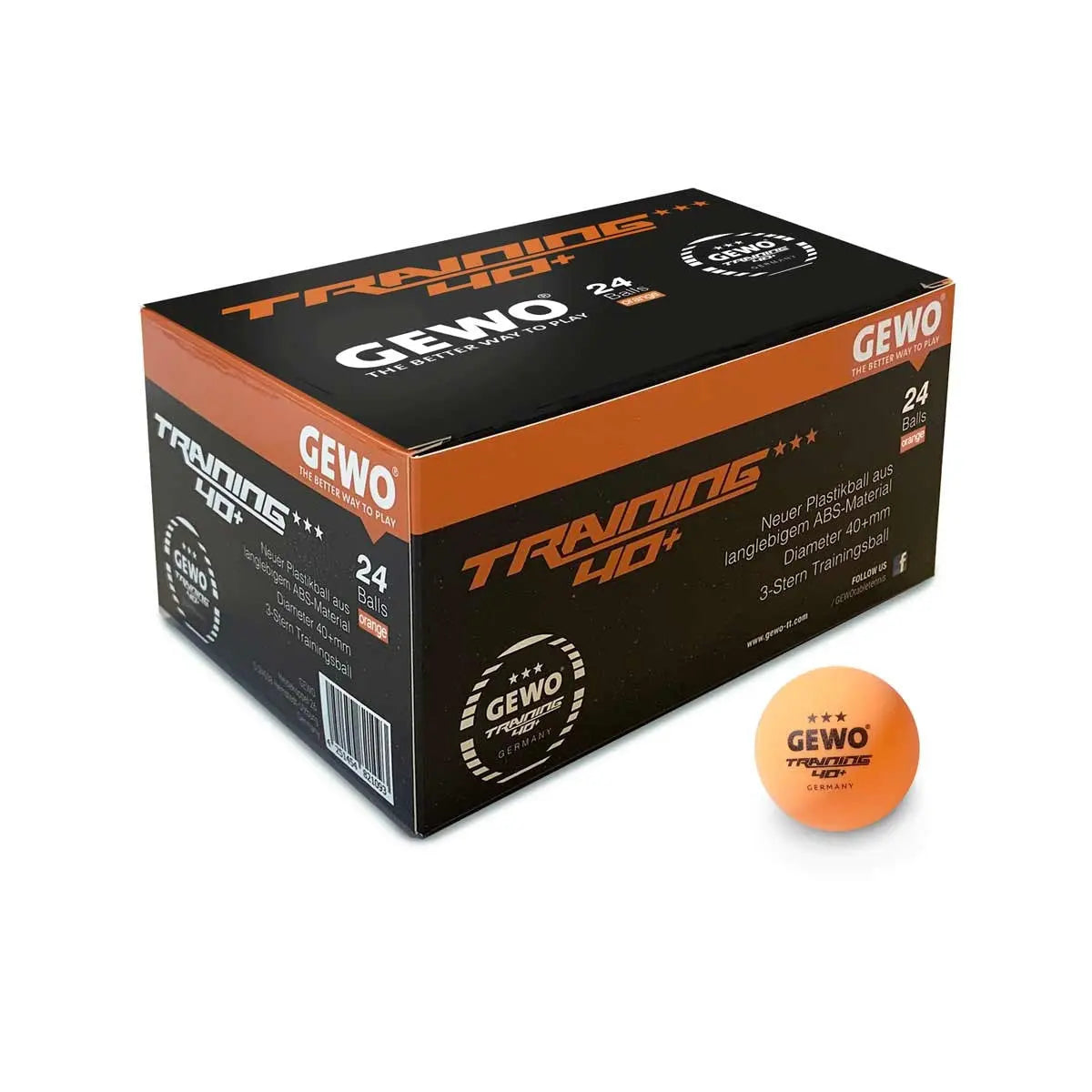 Gewo Balls Training 40+*** (24) orange Gewo SE - tabletennisstore.eu